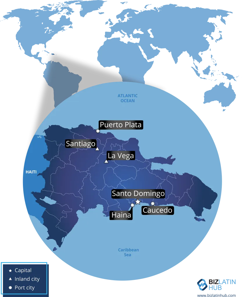 A map of the Dominican Republic, where you may wish to form an NGO.