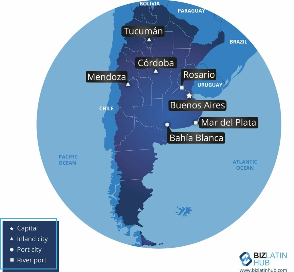 Un mapa de Argentina por Biz Latin Hub