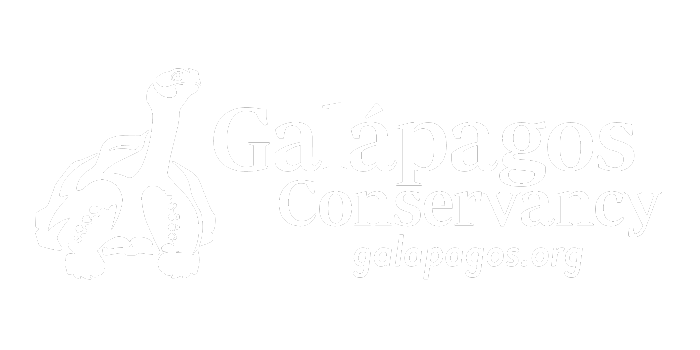 A imagem mostra o logotipo da Galápagos Conservancy. Apresenta uma ilustração de uma tartaruga de Galápagos acompanhada pelo texto 