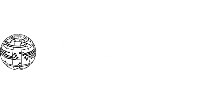 A imagem mostra o logotipo da NASDAQ. Há um globo à esquerda com notas musicais em sua superfície, seguido pelas letras maiúsculas 