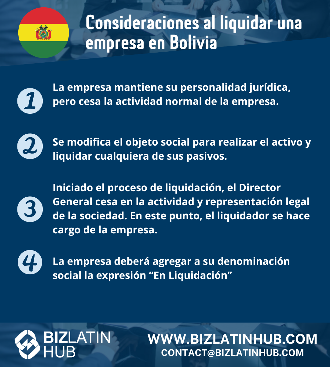 El objetivo del proceso de Consideración es la correspondiente distribución del patrimonio social resultante de la liquidación entre los socios. Liquidar una empresa en Bolivia 