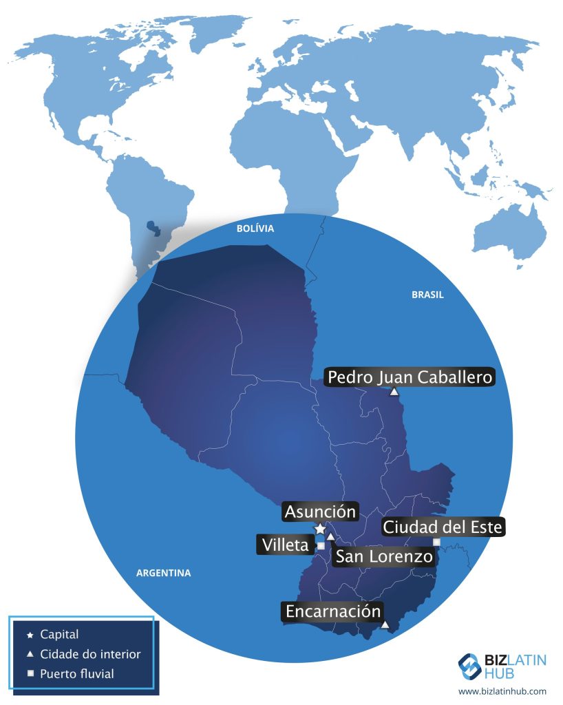 um mapa do paraguai e suas principais cidades por biz latin hub