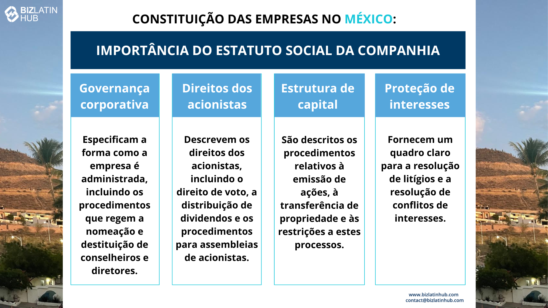 Os estatutos são elaborados para especificar quem na empresa tem o poder de tomar decisões legais em nome da empresa.