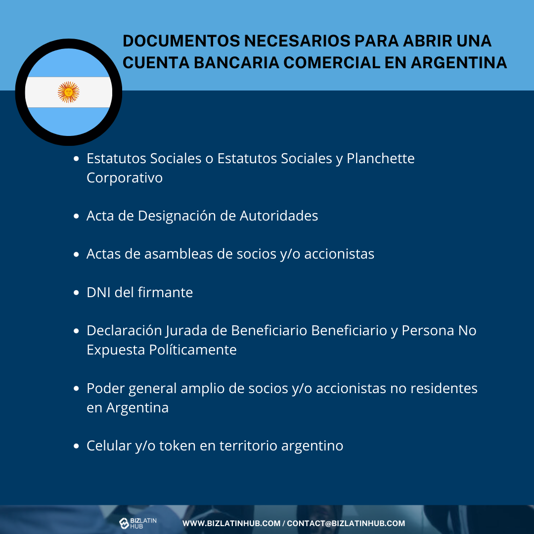 Documentos necesarios para abrir una cuenta bancaria comercial en Argentina